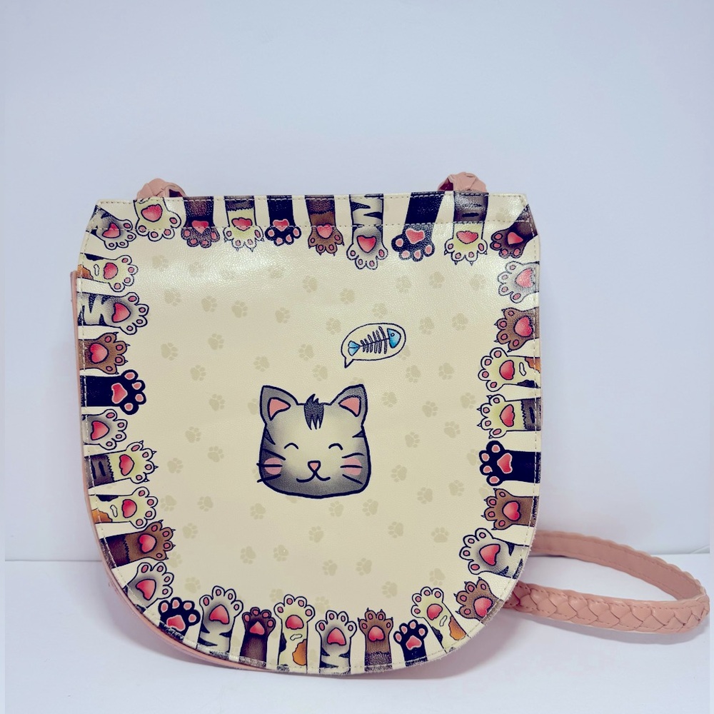 DOGO Vegan Leather Ivy Cat w/ Cat Paw Border Crossbody Bag